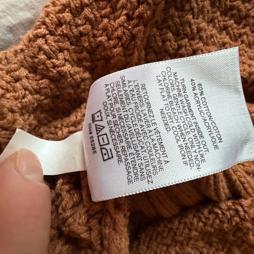 Express Cowl Neck Cable Knit Sweater Camel Size Medium - Picture 6 of 7